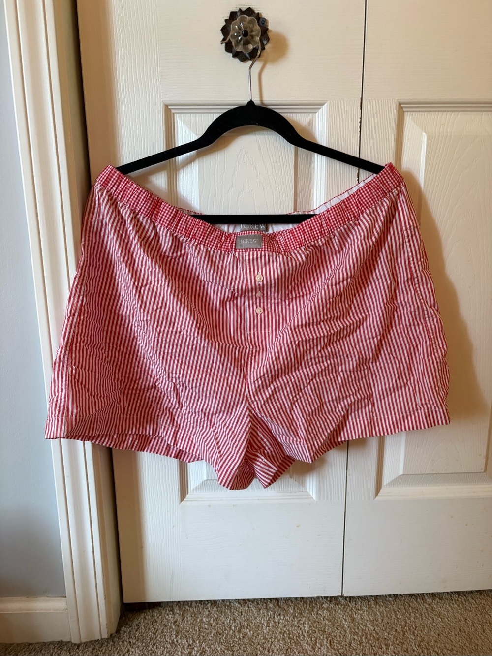 J. Crew Red and White Striped Seersucker Shorts